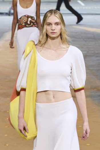 Gabriela Hearst SS23 white crop top and skirt