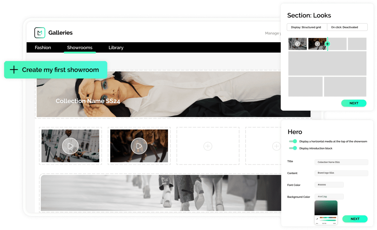 schermata del prodotto che mostra la funzione di showroom digitale del software di luxury fashion marketing