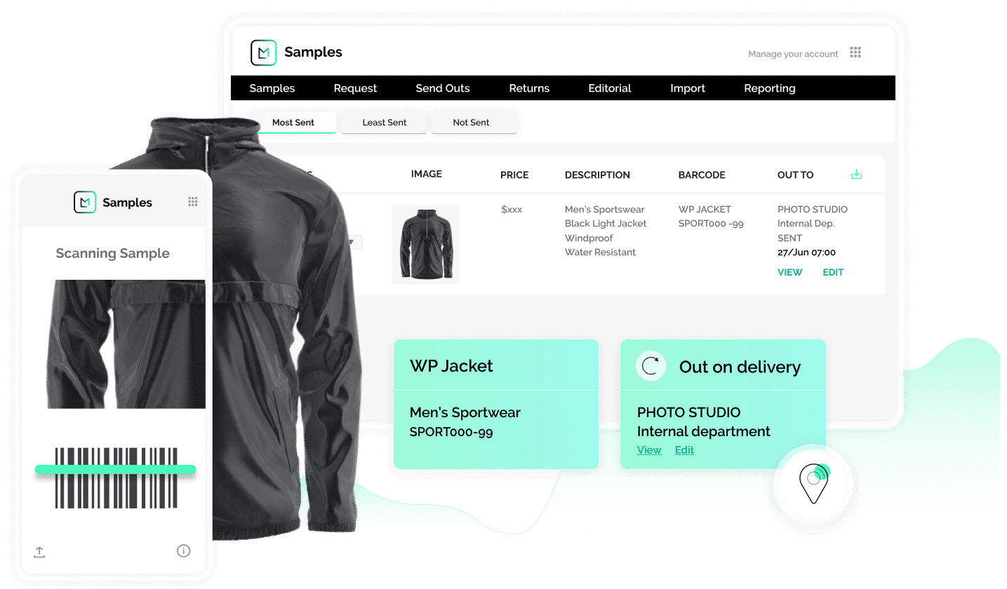 product screen of sending out a sample using the sample tracking software