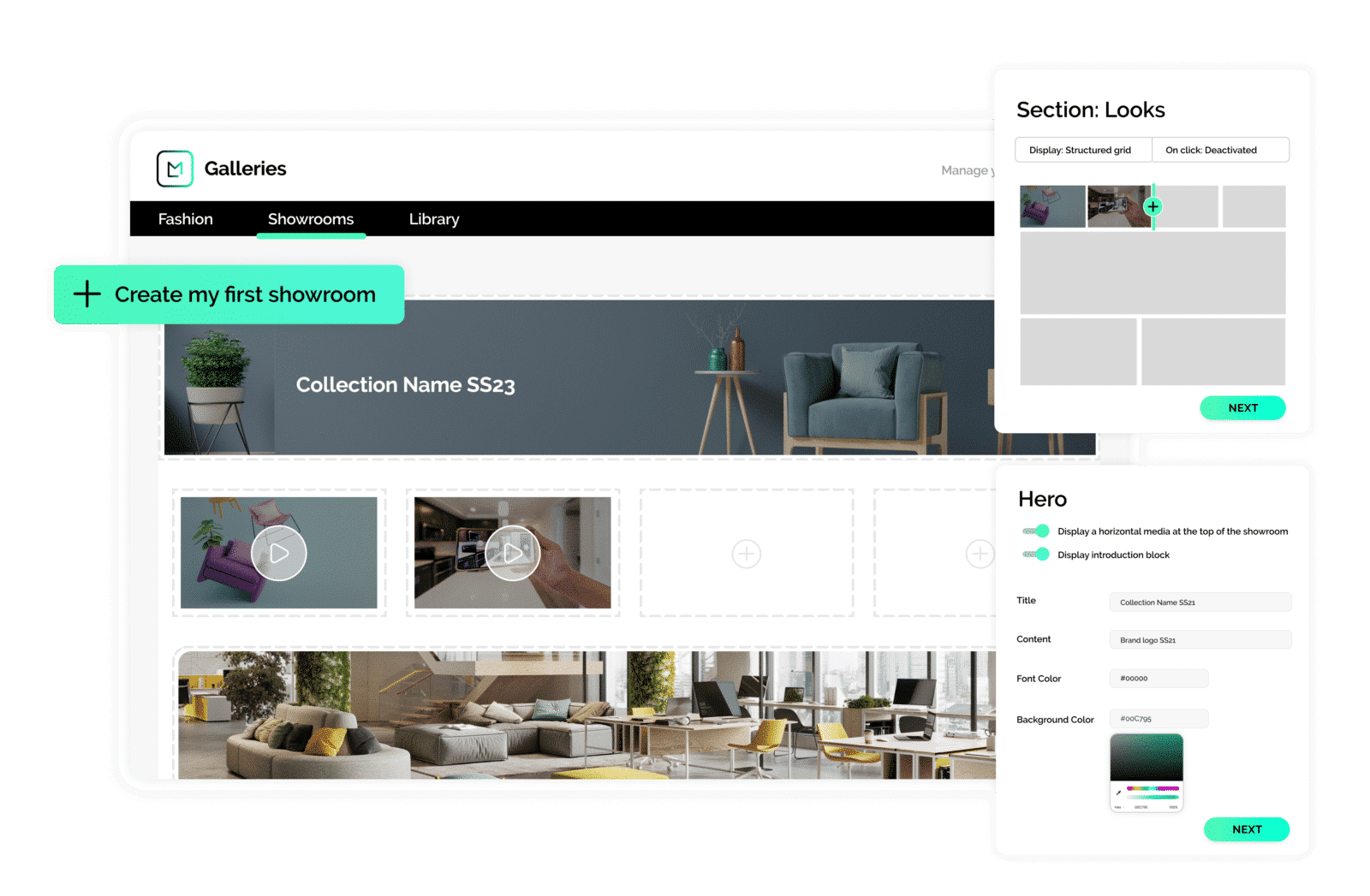 esempio della funzione di showroom virtuale del interior design marketing software